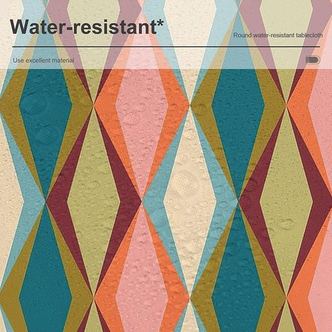 Abstract Geometric Boho Round Tablecloth, Retro Modern Mid Century Tablecloth for Home Party Dining Room Kitchen Decor 36Inch(90cm)