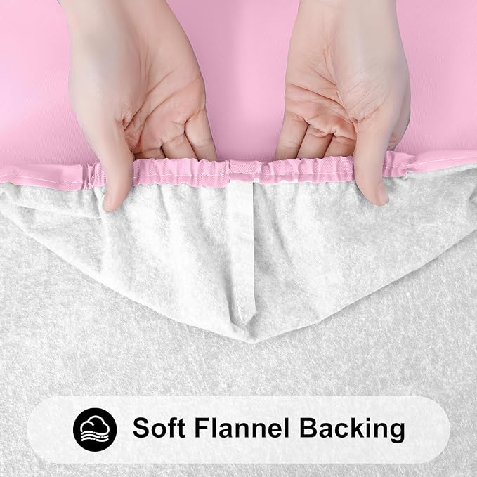Smiry Rectangle Tablecloth, Elastic Fitted Flannel Backed Vinyl Tablecloths for 4ft Folding Tables, Waterproof Wipeable Table Covers for Valentine's Day, Outdoor, Picnic and Camping (Pink, 24"x48")