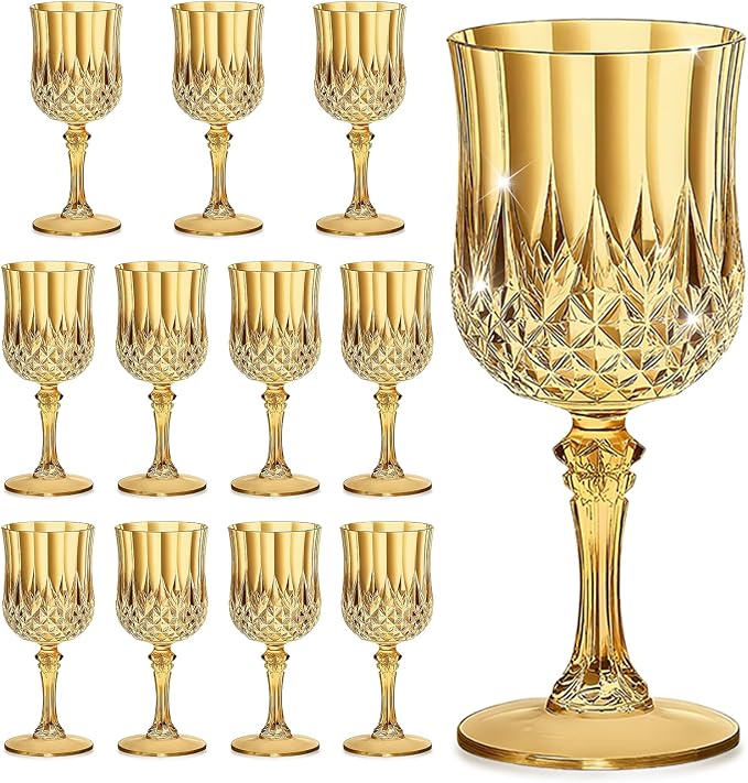 7OZ Plastic Wine Glasses, Reusable Vintage Goblets Unbreakable Drinking Glasses by Unknown