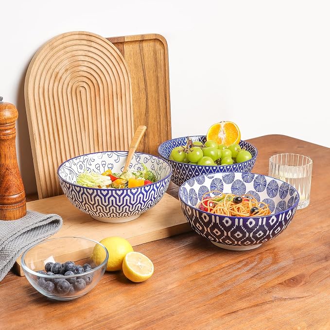 Selamica Ceramic Large Salad Bowls Set, 53 OZ Pho Bowls 8 Inch Soup Bowls - Image 7