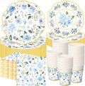 Funnymoom 250 Pcs Floral Party Decorations Flower Paper Plates Napkins and Cups by Funnymoom