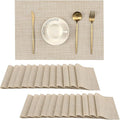 Leetaltree Beige Placemats Set of 24 - Heat Resistant Non-Slip Place mats for Dining Table, Washable Durable PVC Vinyl Woven Table Mats(Beige, 24)