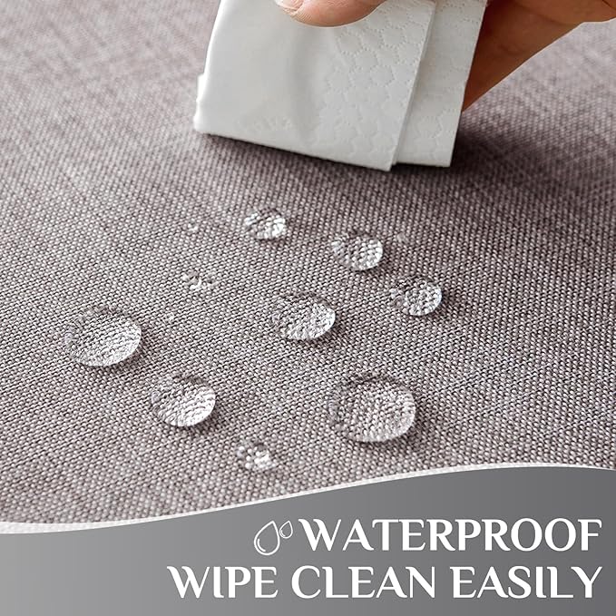Softalker Large Rectangular Tablecloths 144x60 inch Gray Faux Linen Table Cloth Outdoor Waterproof Stain and Wrinkle Resistant Table Cover for 6/8 Foot Rectangle Tables for Party Graduation