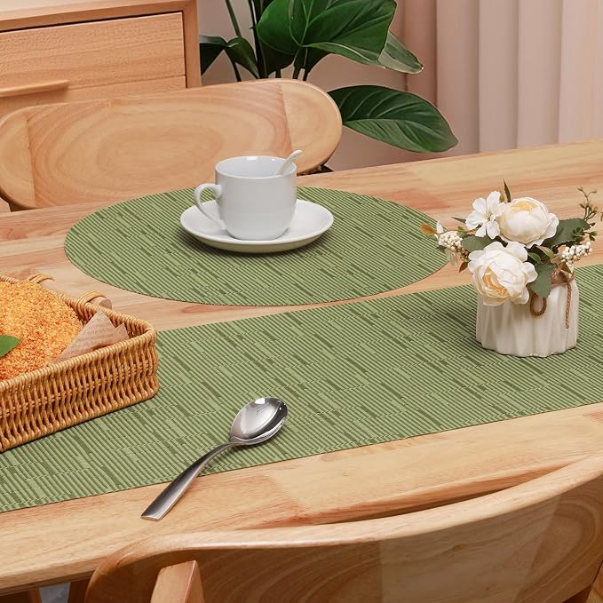 Table Runner 72 Inches Long, Vinyl Woven Heatproof Table Runners | Washable - Image 4