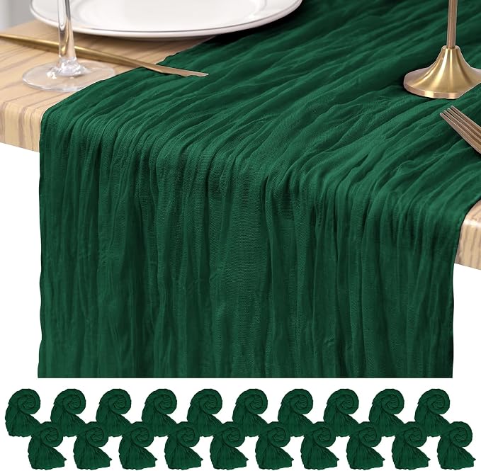 Pesonlook Cheesecloth Table Runner Forest Green, 20 Pack 17.7x108 inch by Pesonlook
