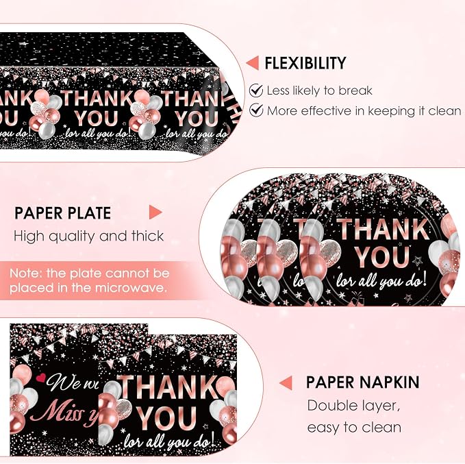 41Pcs Black Rose Gold Thank You Decorations Thank You - Image 3