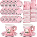 Nuogo 200 Pcs Floral Paper Tea Cups and Saucers 7 oz Disposable Paper Teacups by Nuogo