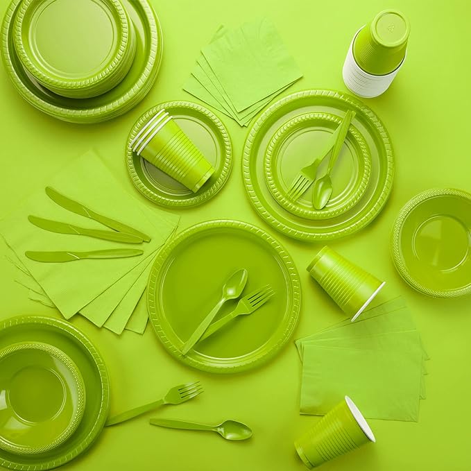 100 Pack Green Beverage Napkins, Big Party Pack, 2 Ply, Ideal for Wedding, Party, Birthday, Dinner, Lunch, Cocktails. (5” x 5”) by Amcrate