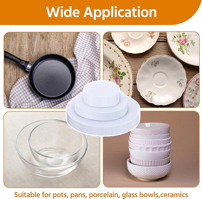 PureBalance 36 pieces pot and pan protectors for stacking - 3 sizes (4.5-10 inch) - felt pads for china storage containers pot protectors for stacking