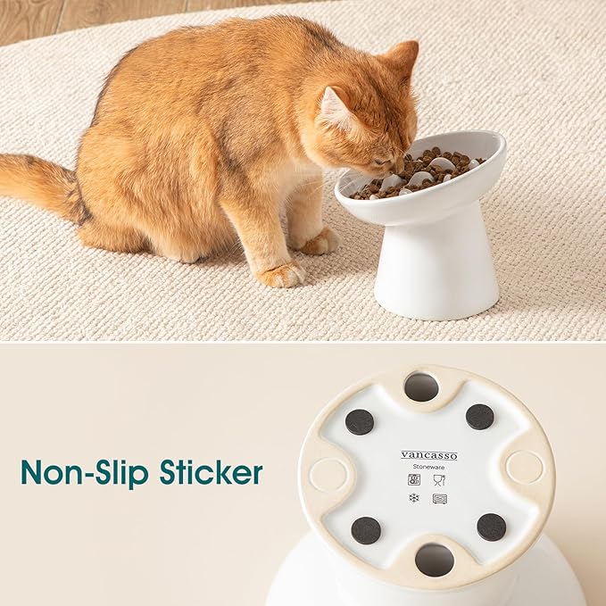 vancasso Ceramic Slow Feeder Cat Bowl, 6.25 Inch Elevated Cat Slow Feeder Bowl - Image 6