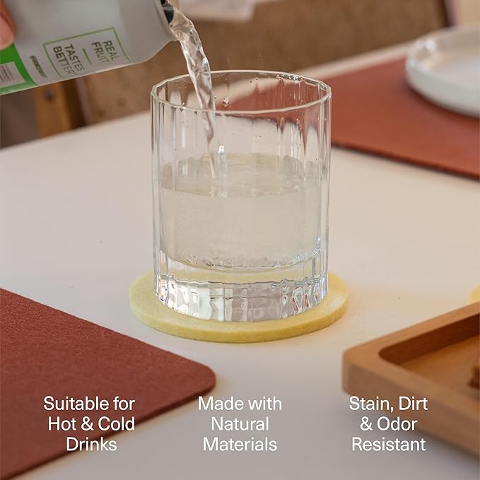 Graf Lantz - Bierfilzl Merino Wool Square Coasters Set of 6 - Midcentury (4"x4"x5mm) - Absorbs 30% Weight, Natural German Wool - Heat Resistant, Sustainable, Reusable - Home Decor & Coffee Table Decor