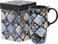 Topadorn 17oz Diamond Floral Ceramic Travel Mug by Topadorn