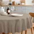 JIUZHEN Round Textured Table Cloth Linen Wrinkle Free Stain Resistant Farmhouse Decorative Circular Tablecloth for Kitchen, Dining, Party, Wedding, Outdoor Use (45 Inch Round,Khaki)