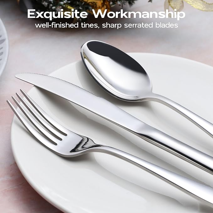 Onader 60 Piece Heavy Duty Silverware Cutlery Set - Image 6