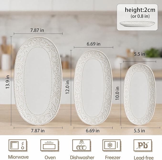 Serving Platters Set, Embossed Serving Trays - Image 4