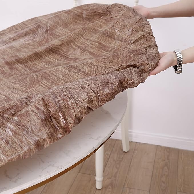 Walrus Round Vinyl Fitted Tablecloth with Flannel Backing Elastic Edge Design Table Cover Waterproof Oil-Proof PVC Table Cloth Stain-Resistant Best for 57"-66" Round