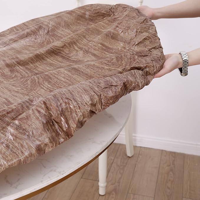 Walrus Round Vinyl Fitted Tablecloth with Flannel Backing Elastic Edge Design Table Cover Waterproof Oil-Proof PVC Table Cloth Stain-Resistant Best for 45"-56" Round