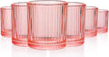 JOVGANK Mini Pink Shot Glasses Set of 6 – 1.5oz Small Vintage Ribbed Glassware by JOVGANK