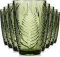 Green Drinking Glasses Set of 8, 12 oz Glass Cups, Vintage Fern Glassware | by QELVIO