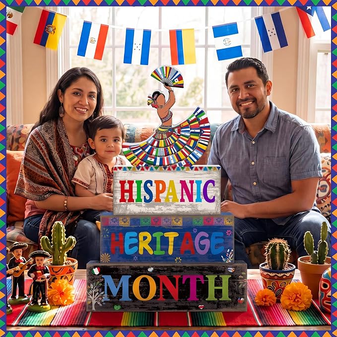 Moucuny 4 Pcs Hispanic Heritage Month Table Decorations Colorful Wooden Dancer - Image 3