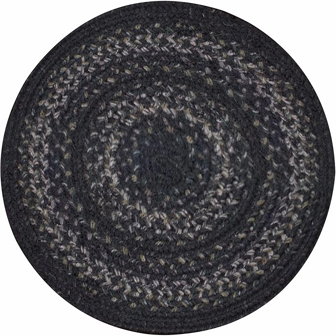 Homespice Jet Black Jute Woven Round Placemats Set of 6, 15", Warm Primitive Decor Table Mats - Vibrant Colors, Durable, Easy to Clean and Protects Furniture