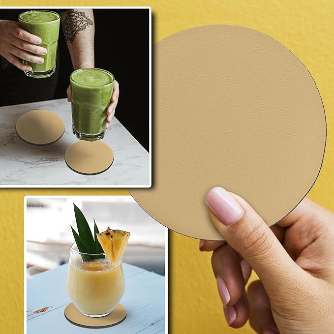 10 Round Foam Bud Coasters Pack, 4 inch - PU Foam, Party Favor - Khaki