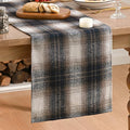 Artoid Mode Dark Blue Brown Farmhouse Plaid Table Runner, Winter Rustic Holiday by ArtoidMode