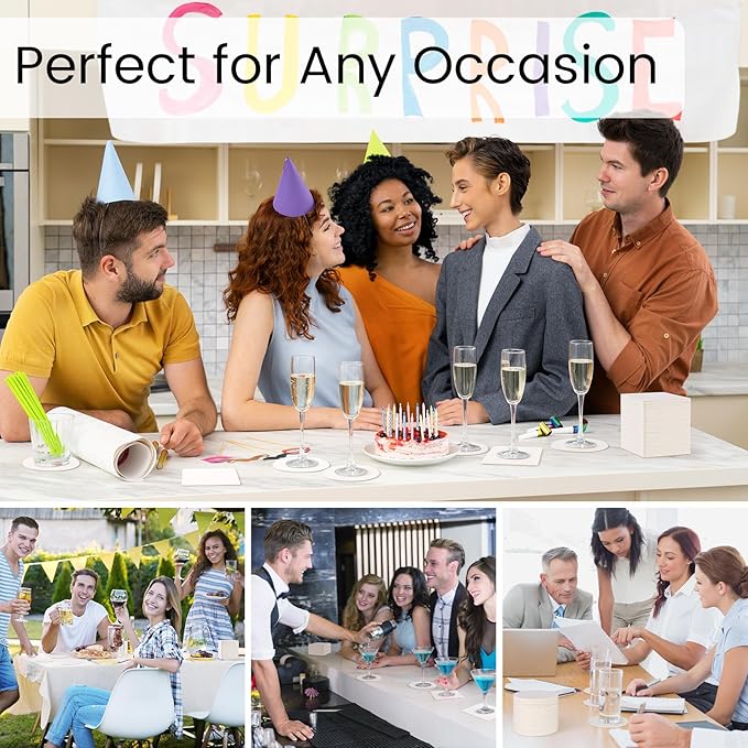 200 Pieces Disposable Paper Coasters, GOH DODD Thickened (1.5MM) 4 Inch Bar Coasters Bulk Absorbent Cardboard Doilies for Sublimation Drinks DIY Arts Crafts Wedding Party Gifts, White, Square Round