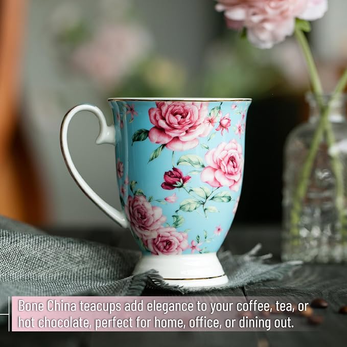 BTaT- Coffee Mugs, 12 oz, Floral Mugs, Porcelain Bone China, Coffee Cups - Image 6