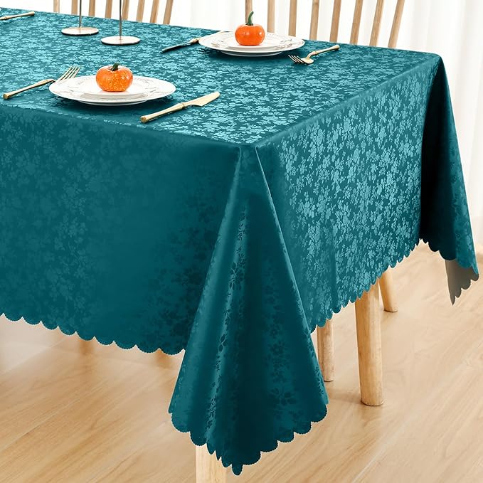 Smiry Square Table Cloth, Waterproof Heavy Duty Vinyl Tablecloths, Wipeable Washable Table Cover for Kitchen and Dining Room (Emerald Green, 54" X 54")