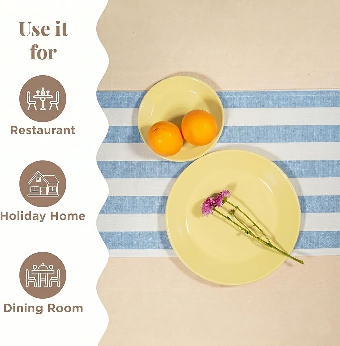 Folkulture Table Runner 90 Inches Long Blue & White Striped Cotton Coastal - Image 3