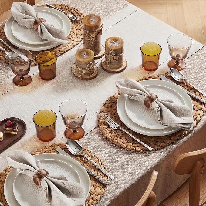 100% Pure French Linen Table Runner 90 Inches Long, Natural Hemstitch Tablecloth - Image 3