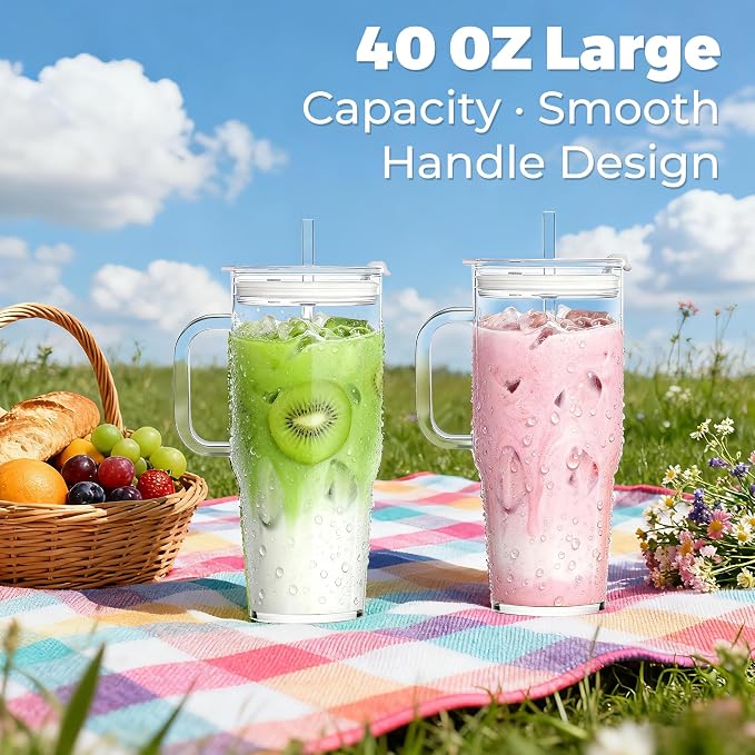 Birity 2Pack 40OZ Glass Tumbler - Image 4