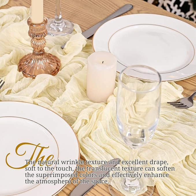 4 Pack Ivory Table Runner 17 x 108inch Cheesecloth Table Runner Boho Gauze - Image 4
