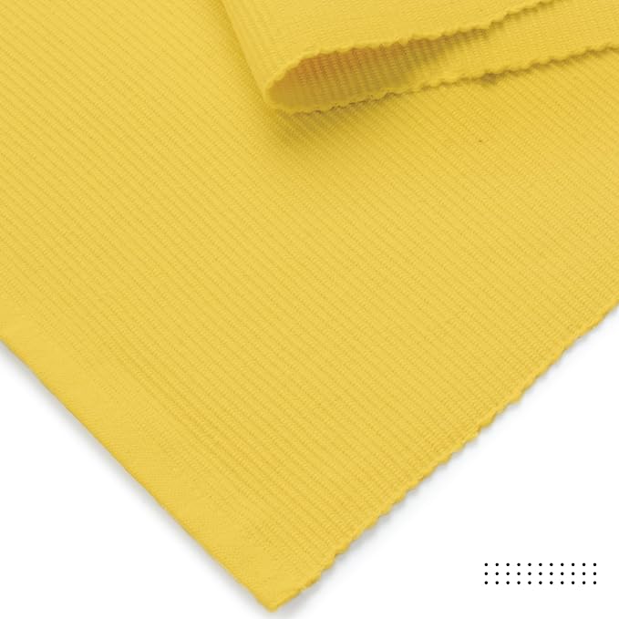 Encasa XO Table Runner, Yarn Dyed Ribbed Cotton 13"x59" | Yellow, 12-Ply Yarns - Image 5