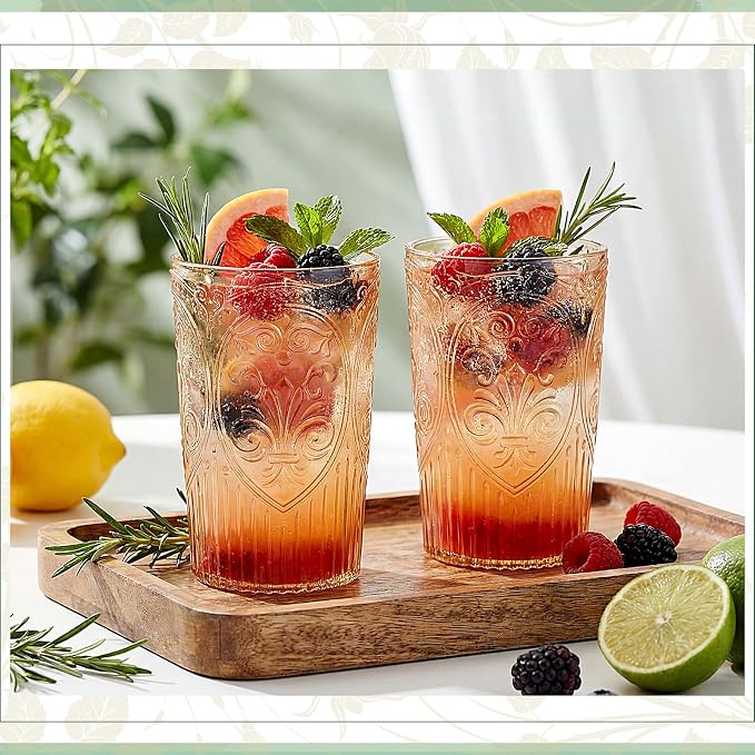 48 Pcs 16 oz Plastic Vintage Drinking Glasses Stemless Ribbed Highball Glasses - Image 5