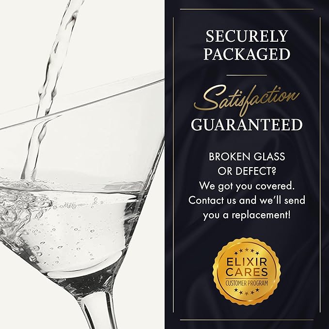 ELIXIR GLASSWARE Martini Glasses Set of 2-9 oz - Hand Blown Crystal Martini Glasses with Stem - Elegant Cocktail Glasses for Bar, Martini, Cosmopolitan, Manhattan Cocktail Glass Set