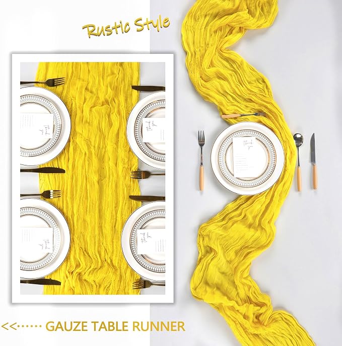 12 Pack Lemon Yellow Cheesecloth Table Runner 10Ft Gauze Cheese Cloth Table - Image 6