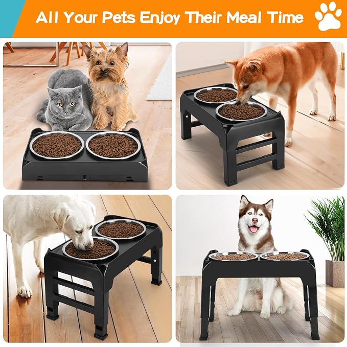 COMESOON Elevated Dog Bowls, 4 Height Adjustable Raised Bowl Stand - Image 8