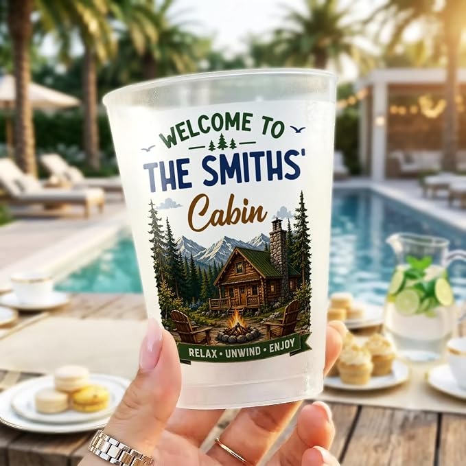 Custom Cabin Party Cups, Personalized Summer Vacation And Travel Gifts - Image 3