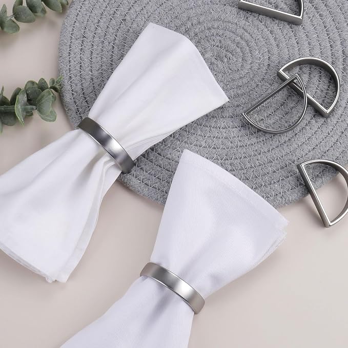 Stainless Steel Napkin Rings Set of 12, Mid-Century Napkin Ring Holder Glossy - Image 5