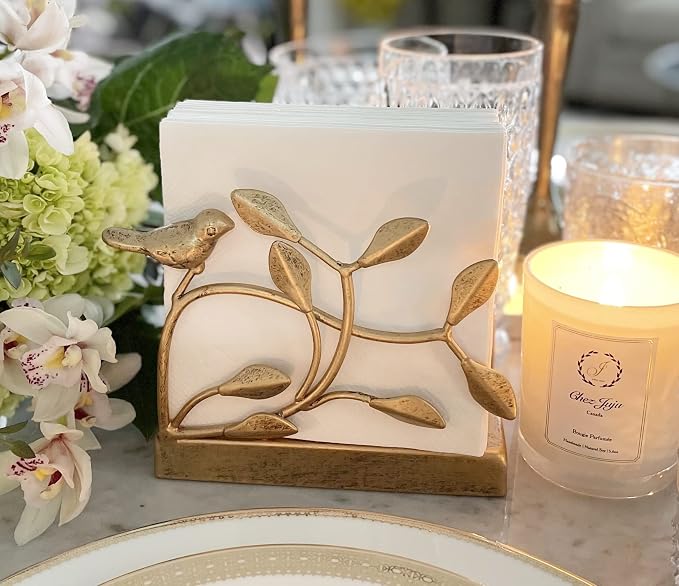 Golden Bird Vertical Napkin Holder | Elegant Sturdy Disposable Paper Hand Towel - Image 7