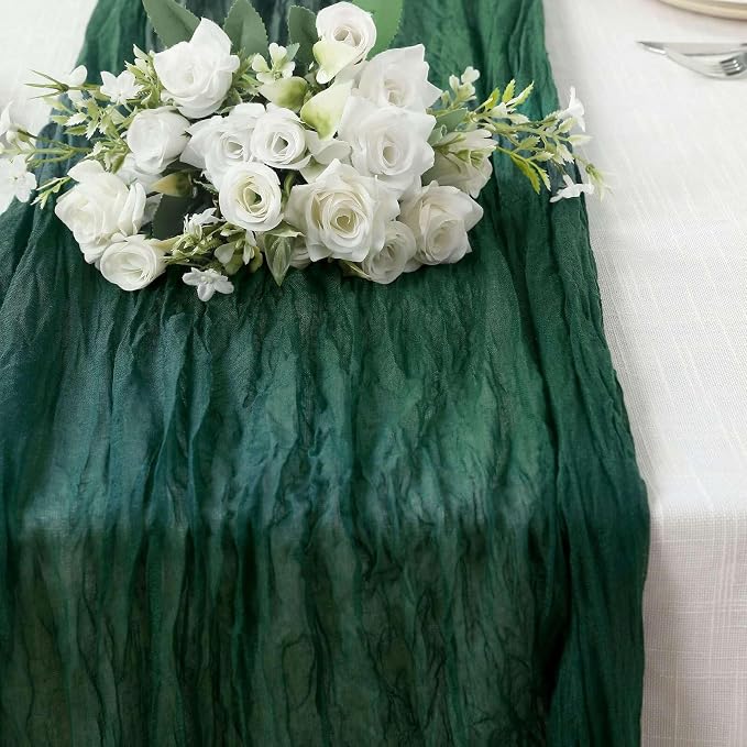 Efavormart 10ft Hunter Emerald Cheesecloth Table Runner - Image 8