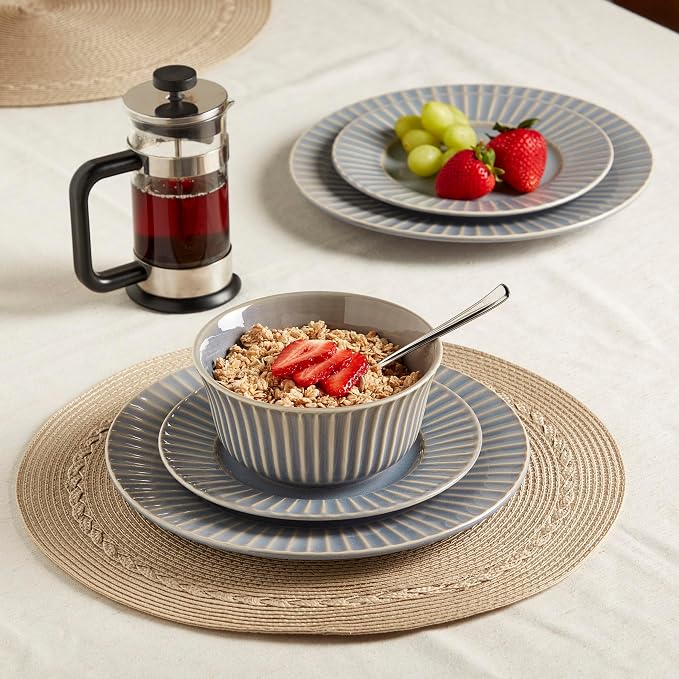 Tabletops Gallery Richmond 12-Piece Reactive Glaze Stoneware Dinnerware Set of - Image 4