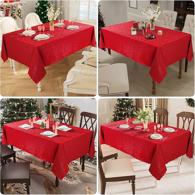 Smiry Rectangle Table Cloth, Waterproof Heavy Duty Vinyl Tablecloths, Wipeable Washable Table Cover for Kitchen and Dining Room (Red, 60" X 84")