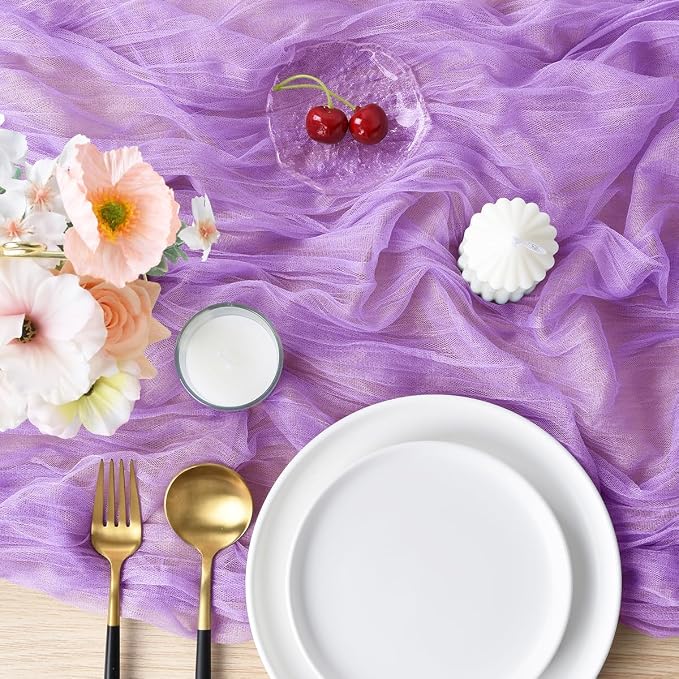Lilac Cheesecloth Table Runner Cheese Cloth Wedding Birthday Party Decor | 10Ft - Image 3
