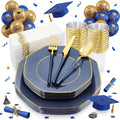 KIRE 140Pcs Blue Plastic Plates by KIRE