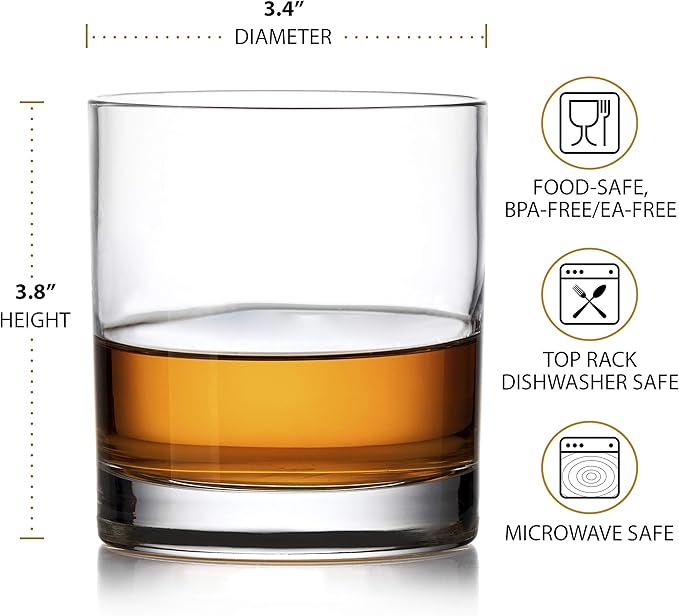 Unbreakable Tritan Plastic Whiskey Glasses | Shatterproof Double Rocks | Dishwasher-Safe | BPA-free | Perfect for Cocktail Bourbon | 12.5 oz, Set of 4