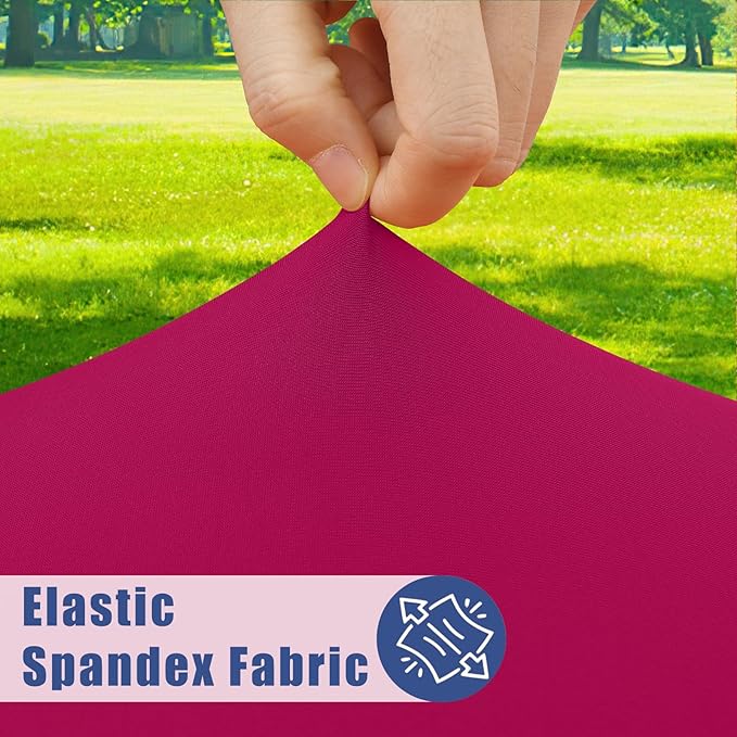 Round Spandex Tablecloth, Elastic Fitted Waterproof Tablecloths for 42"-50" Tables, Stretch Washable Picnic Table Cover for Camping, Dining, Indoor and Outdoor, Fuchsia