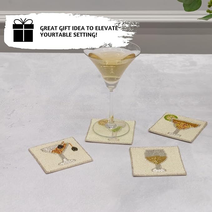 Folkulture Coasters Set of 4 for Drink, Coffee Bar Accessories, Table Décor | - Image 4